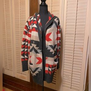 Joie tribal print wool/cashmere hooded sweater size small